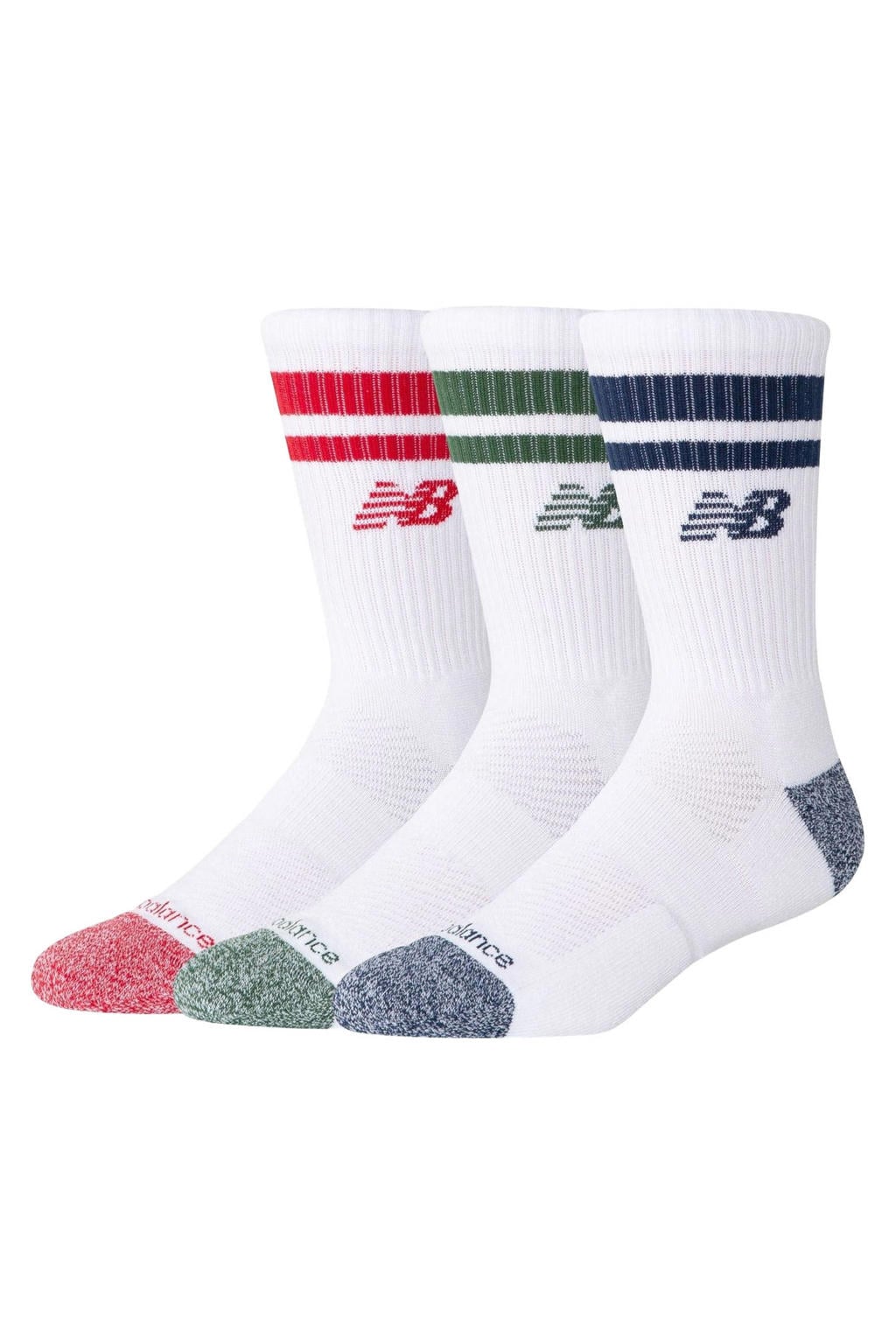 New Balance sokken Active Stripe - wit/rood/blauw/groen (set van 3)