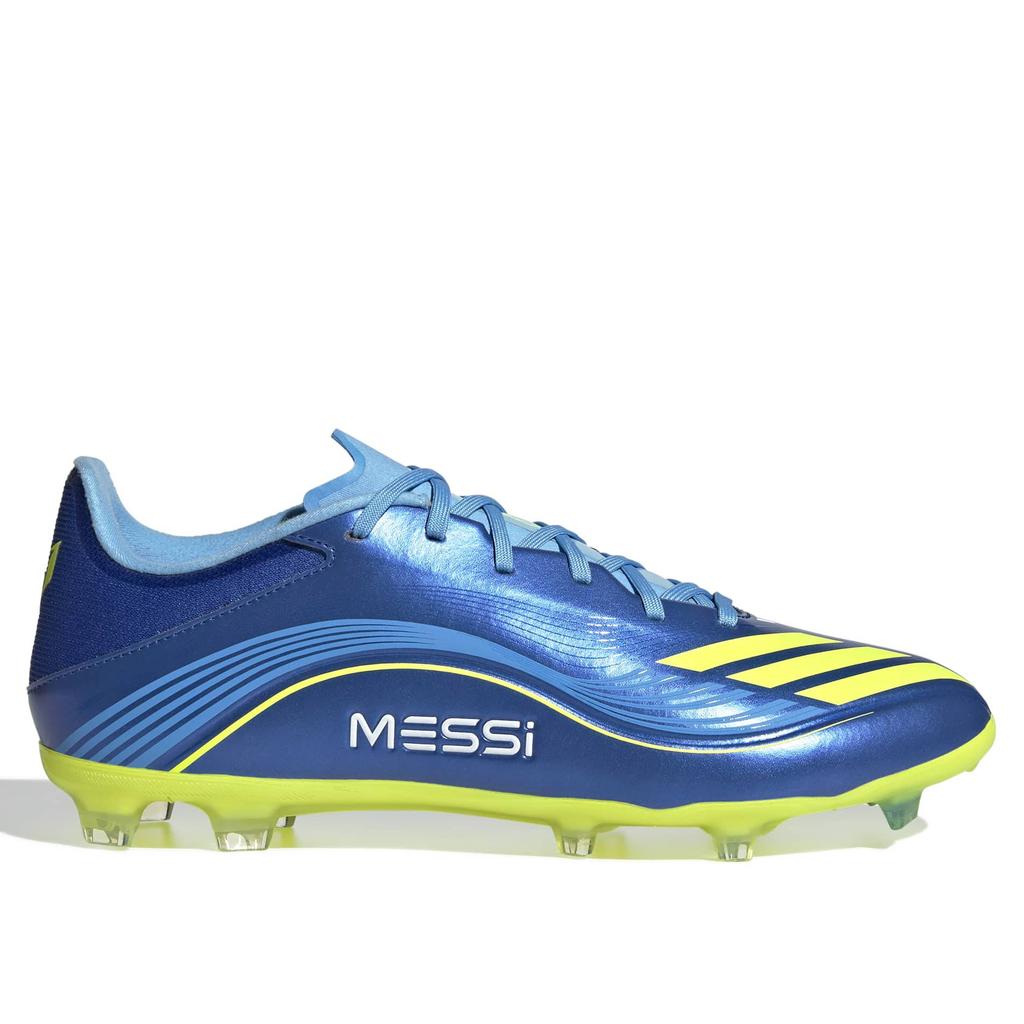 Blauw en gele unisex adidas Performance F50 Senior voetbalschoenen van imitatieleer/textiel