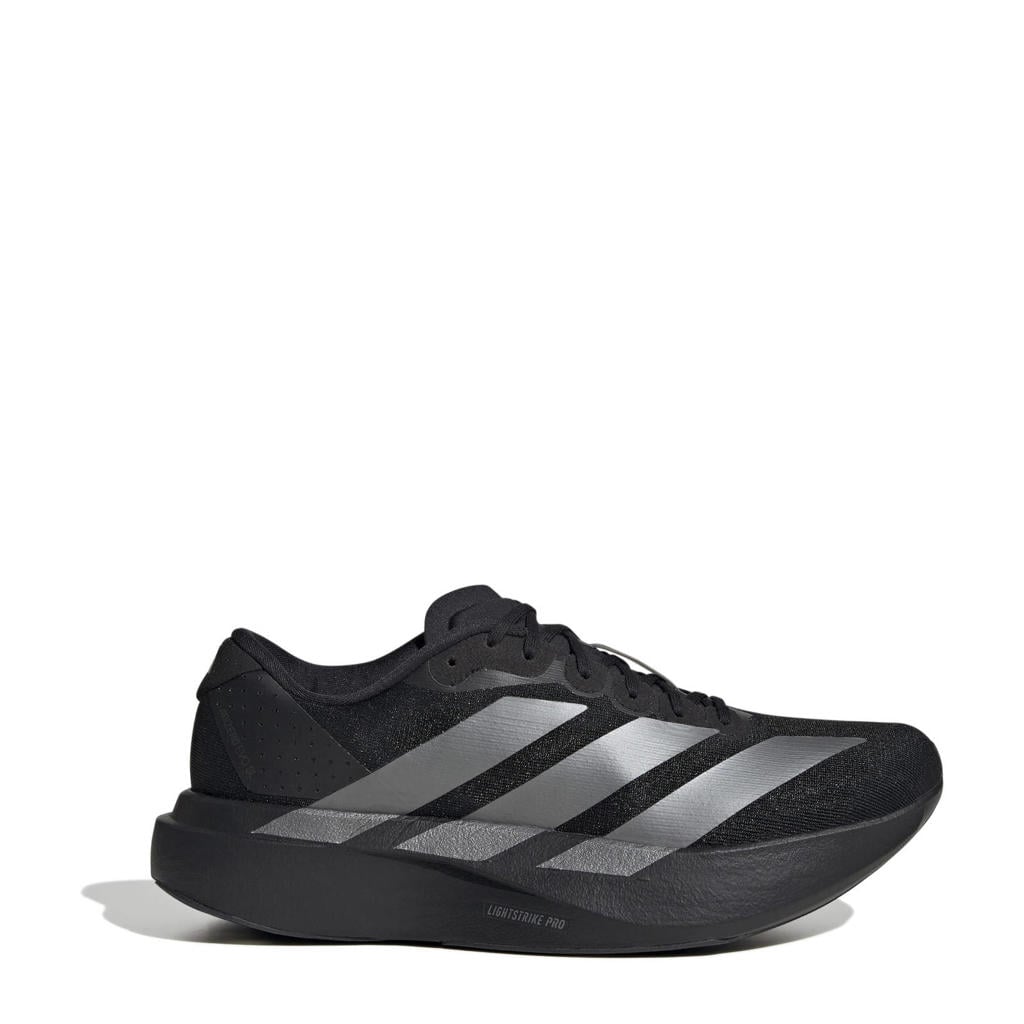 Zwart en zilverkleurige dames adidas Performance Adizero Evo SL sneakers van mesh-pu/voering: mesh/voetbed: eva met veters