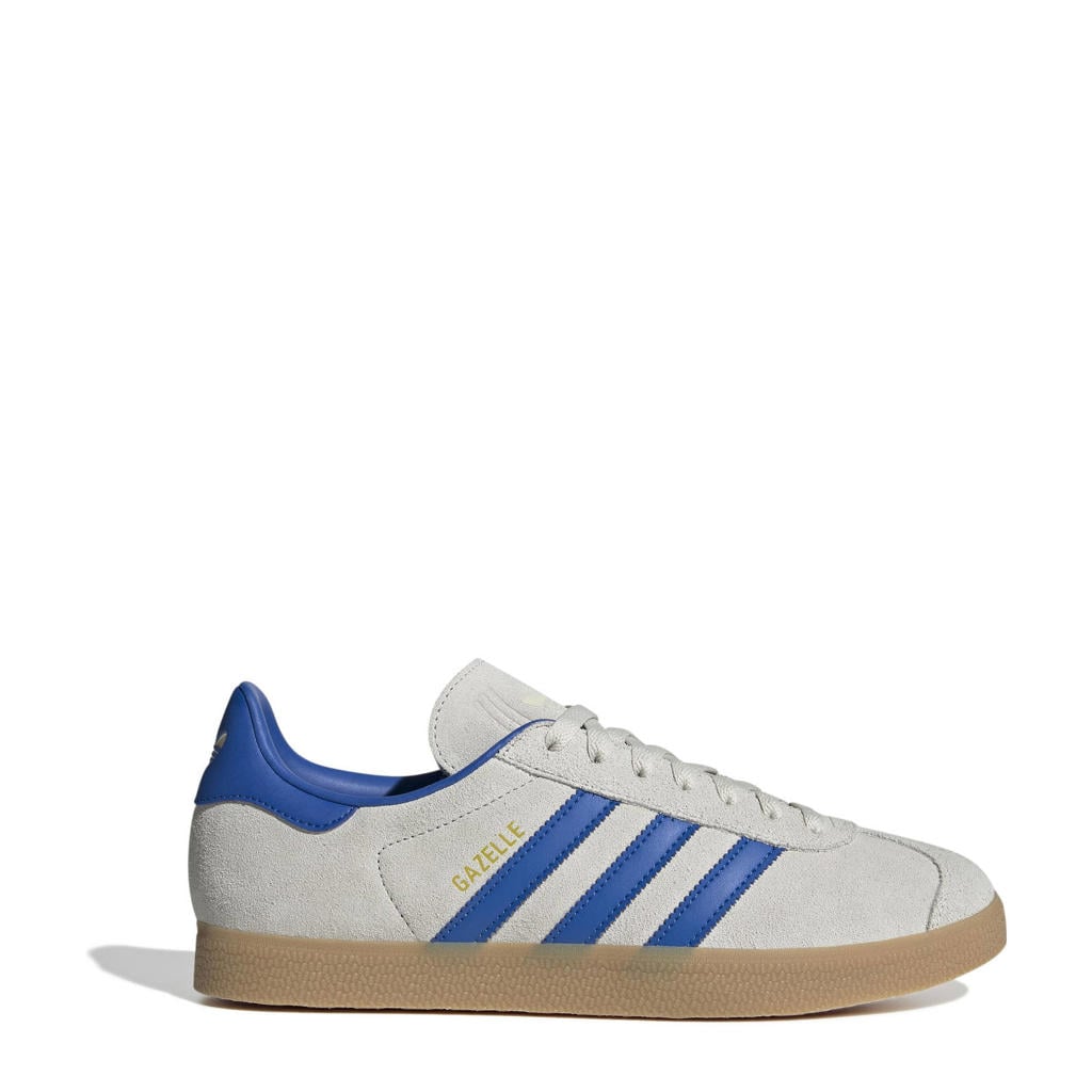 Lichtgrijs en kobaltblauwe unisex adidas Originals Gazelle sneakers van suede/voering: mesh/voetbed: ortholite met veters