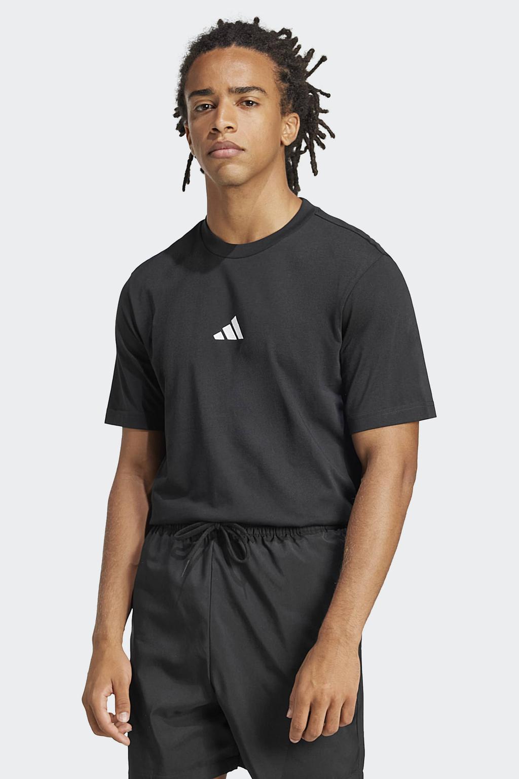Zwart en witte heren adidas Sportswear T-shirt van katoen met logo dessin, korte mouwen en ronde hals
