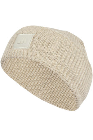 Wide Cuff Beanie muts met logo ecru