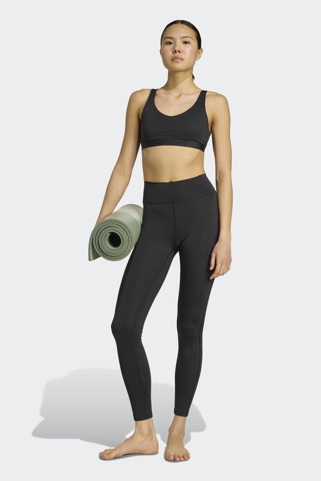 Zwarte dames adidas Performance sportlegging All Me van polyester met slim fit en regular waist