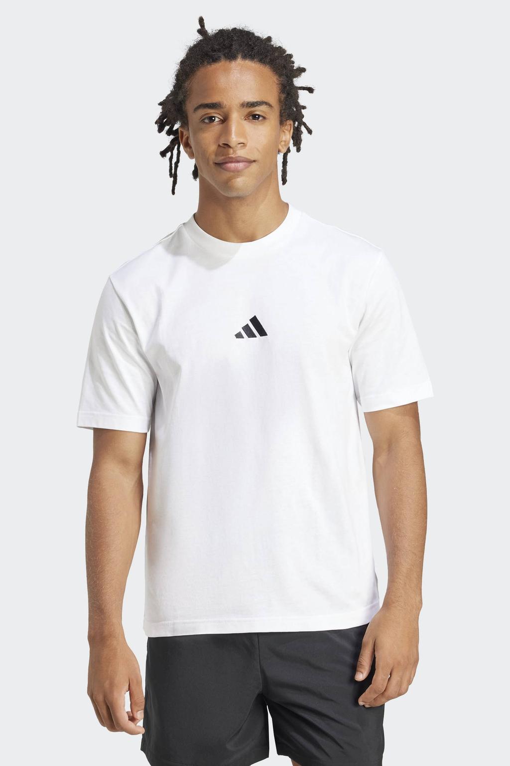 Wit en zwarte heren adidas Sportswear T-shirt van katoen met logo dessin, korte mouwen en ronde hals