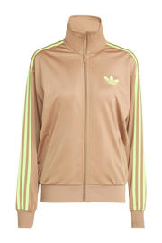 thumbnail: Bruin en gele dames adidas Originals trainingsjack Firebird van polyester met effen, lange mouwen, opstaande kraag en ritssluiting