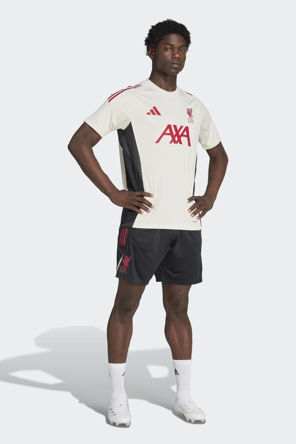 Witte heren adidas Performance Senior Liverpool FC voetbalshirt van polyester met korte mouwen en ronde hals