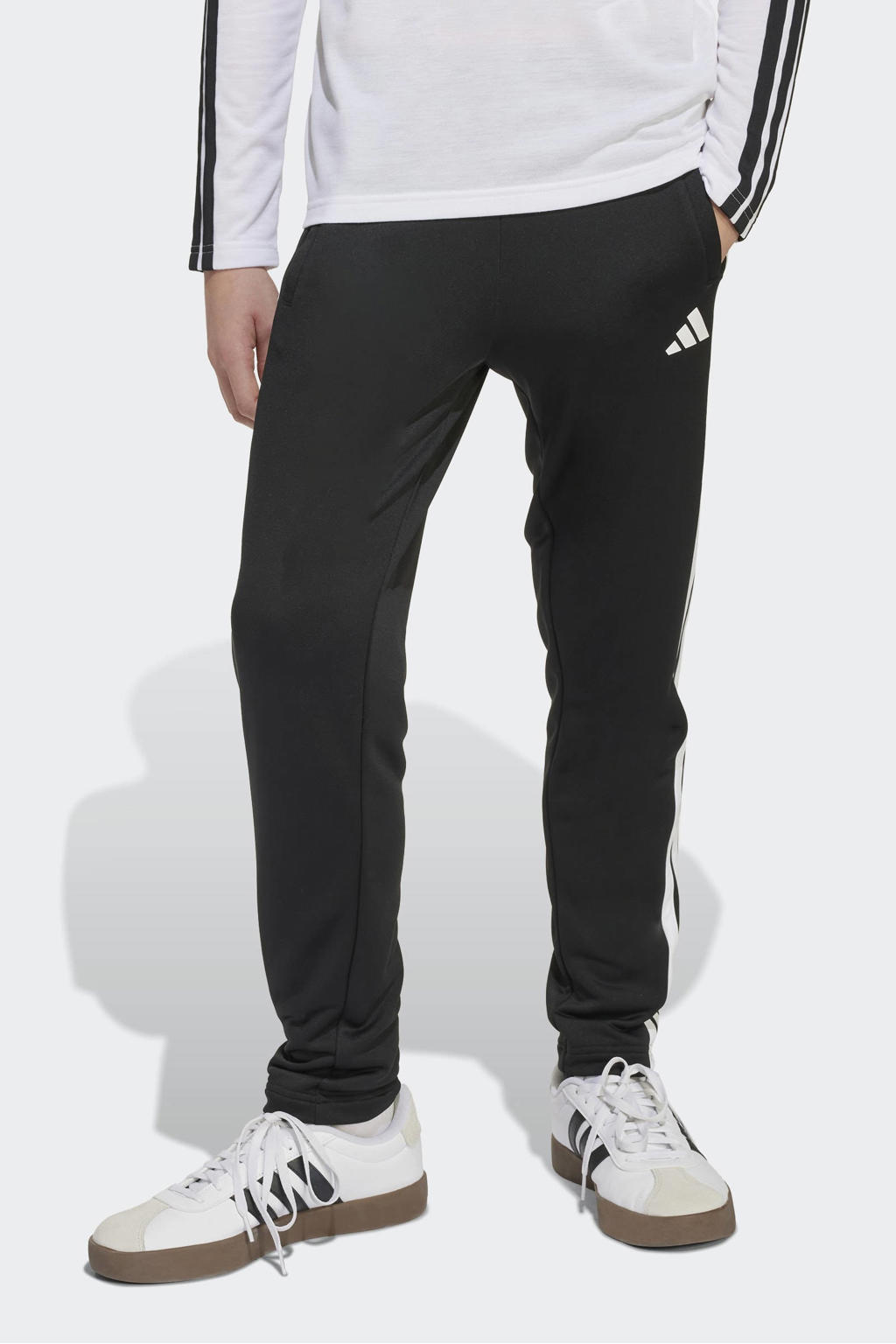 Zwart en witte jongens en meisjes adidas Sportswear trainingsbroek van polyester met elastische veter en effen