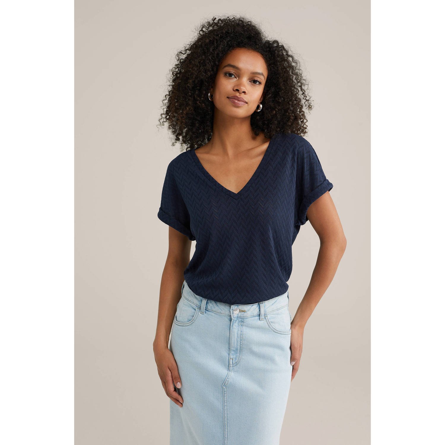 WE Fashion top donkerblauw