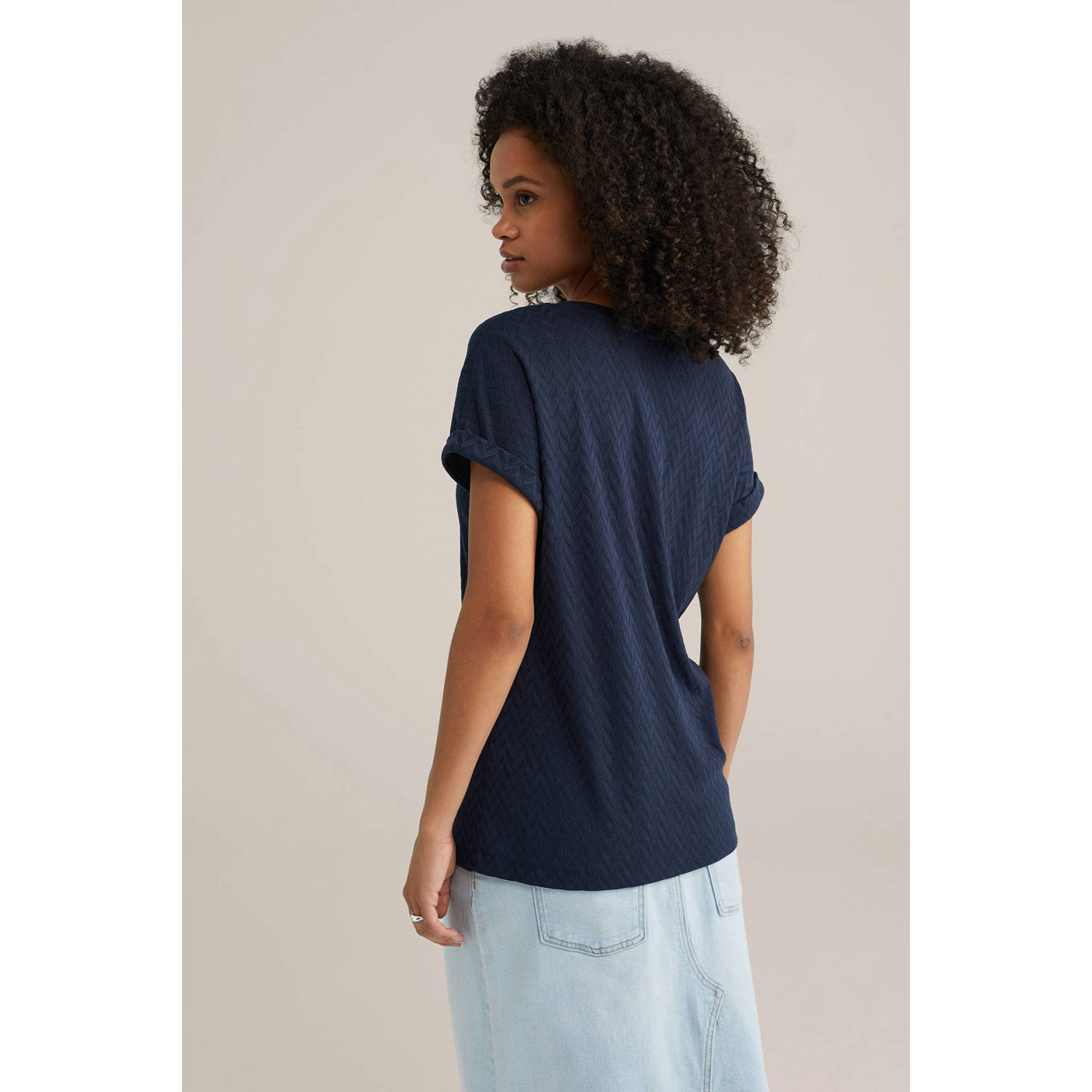 WE Fashion top donkerblauw