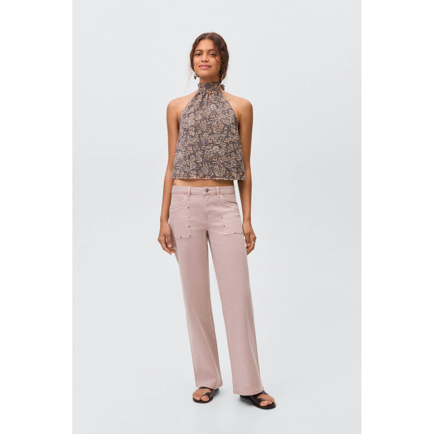 MANGO TEEN straight leg jeans roze