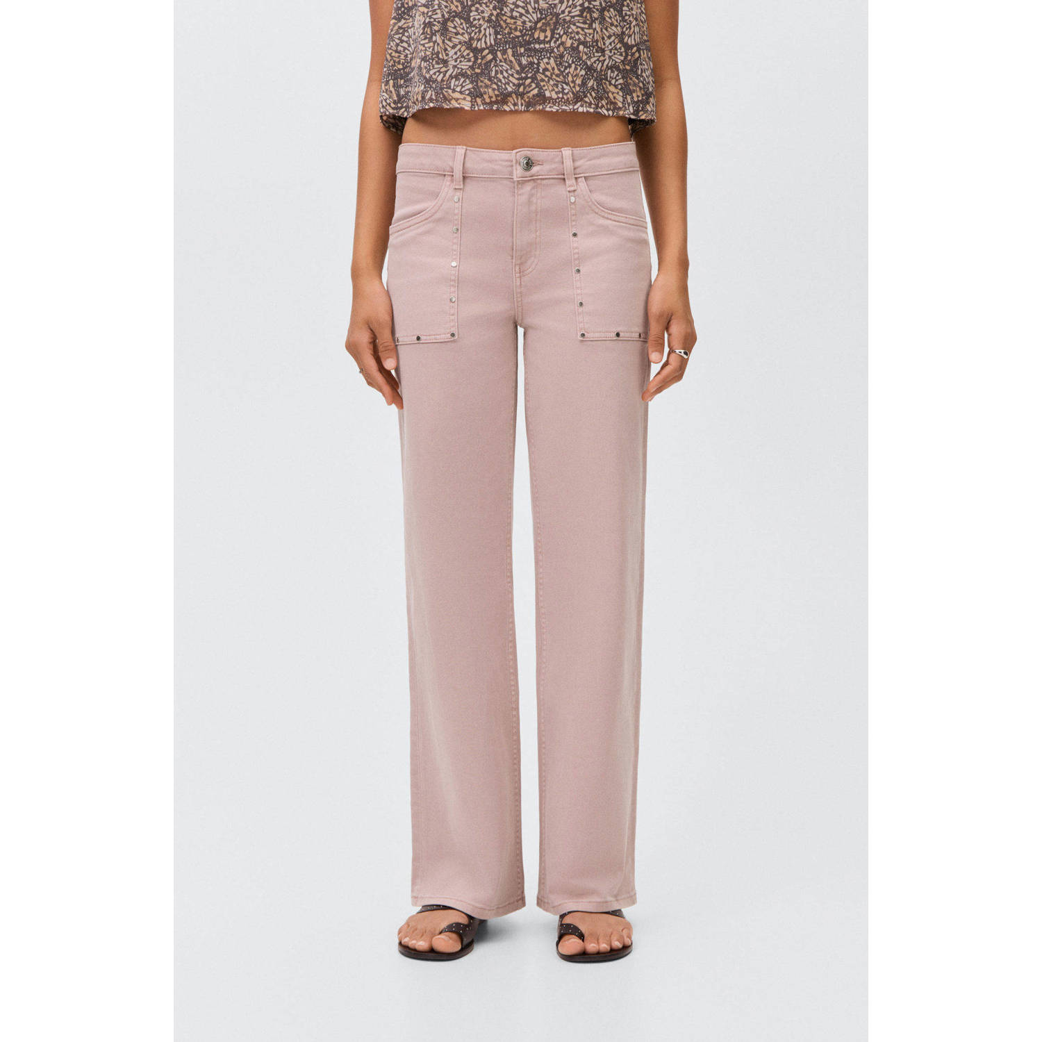 MANGO TEEN straight leg jeans roze
