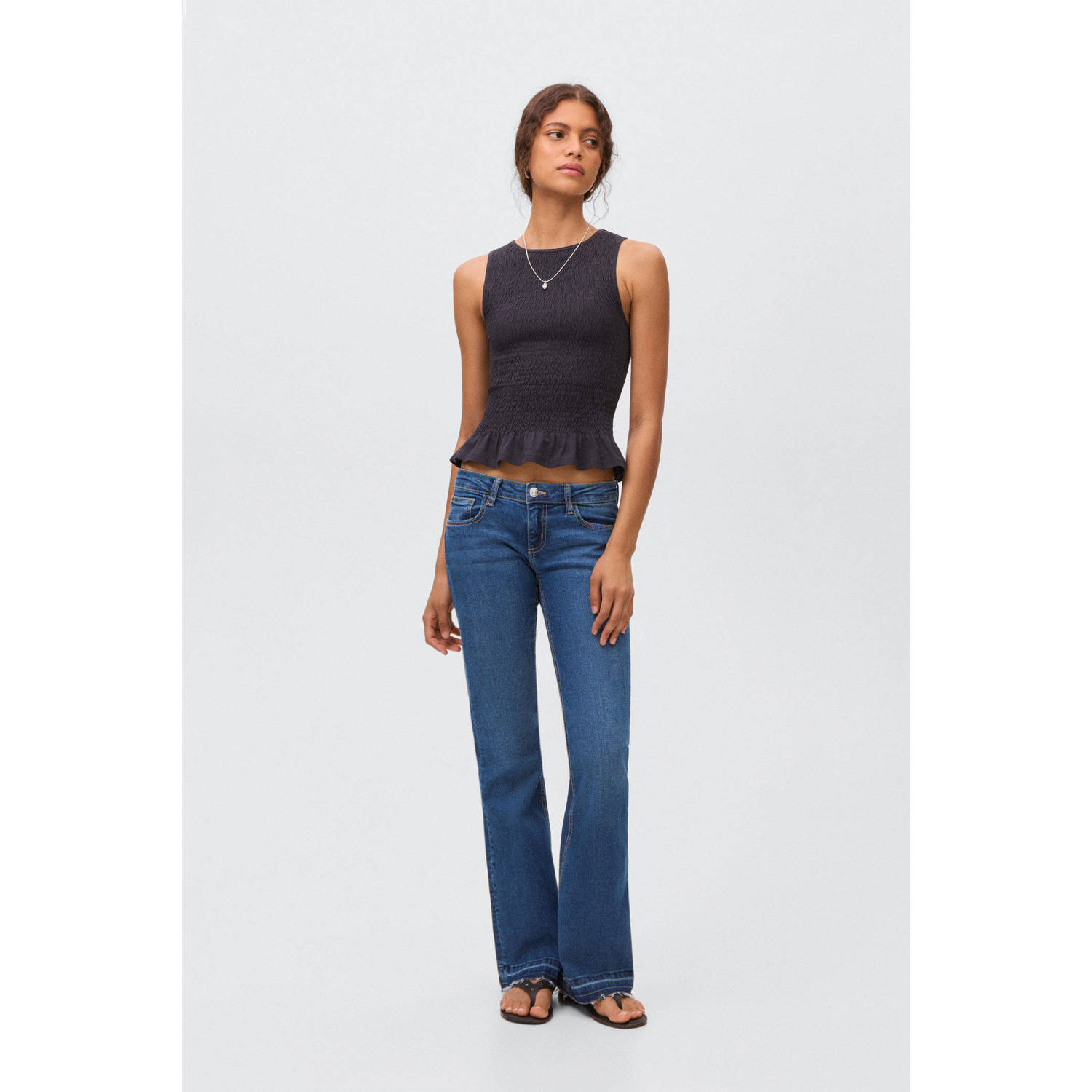 MANGO TEEN low waist flared jeans medium blue denim