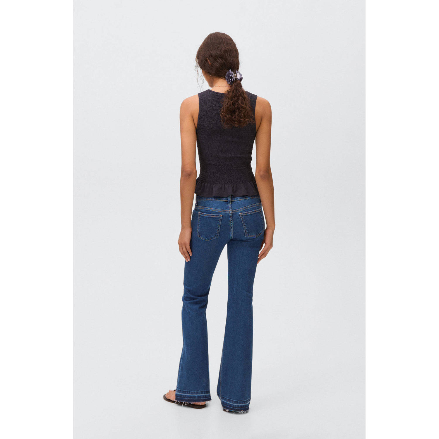 MANGO TEEN low waist flared jeans medium blue denim