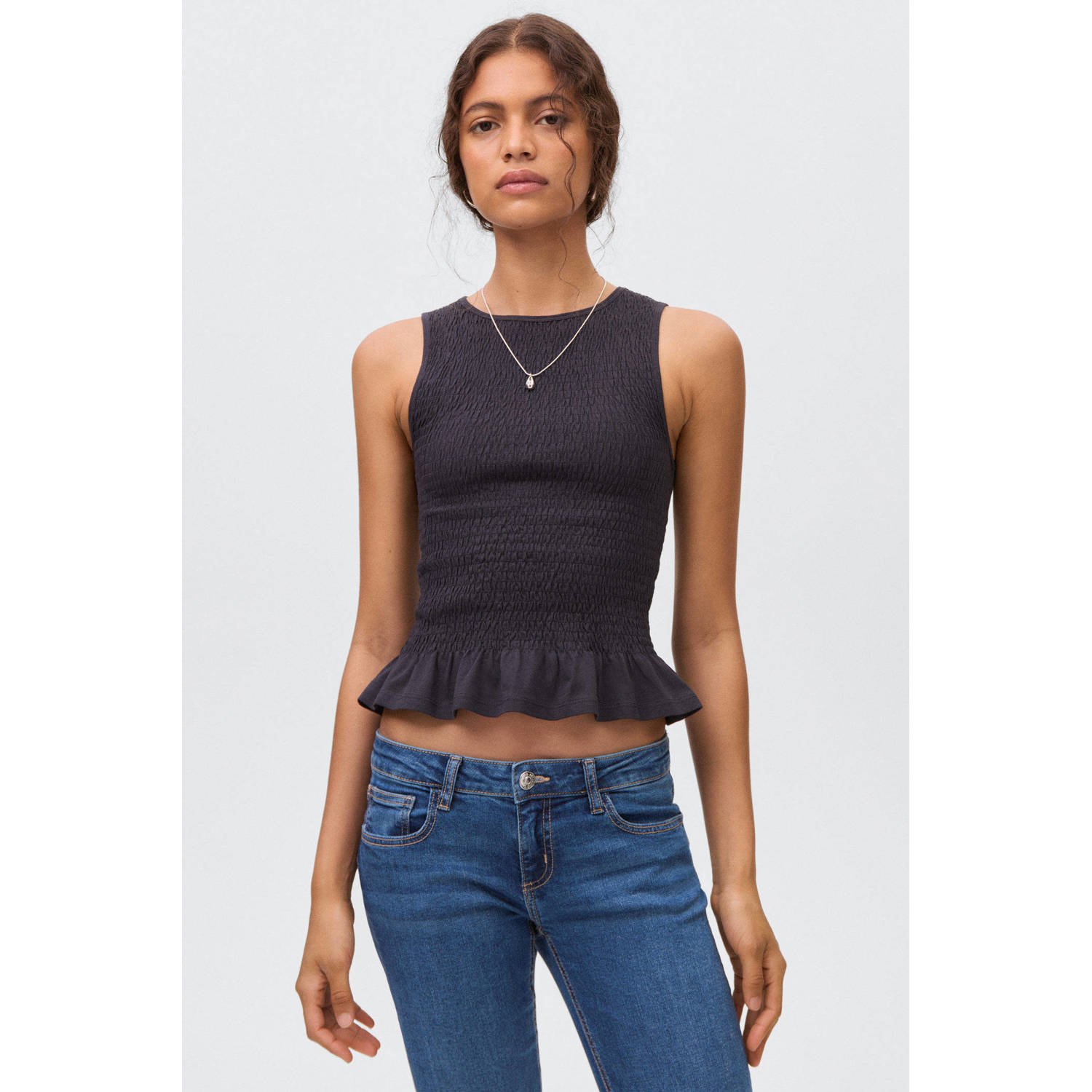 MANGO TEEN low waist flared jeans medium blue denim