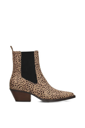 Carmen suède cowboylaarzen met dierenprint beige