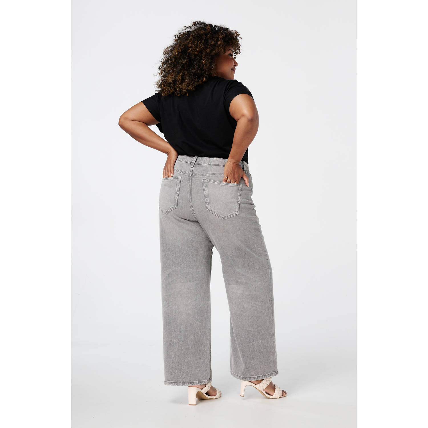 MS Mode wide leg jeans grijs