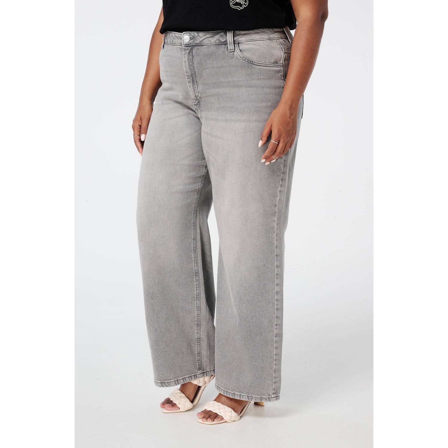 MS Mode wide leg jeans grijs