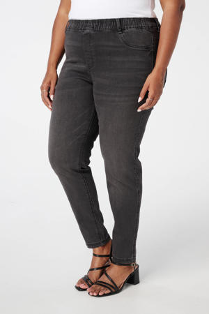 slim regular waist tregging grijs
