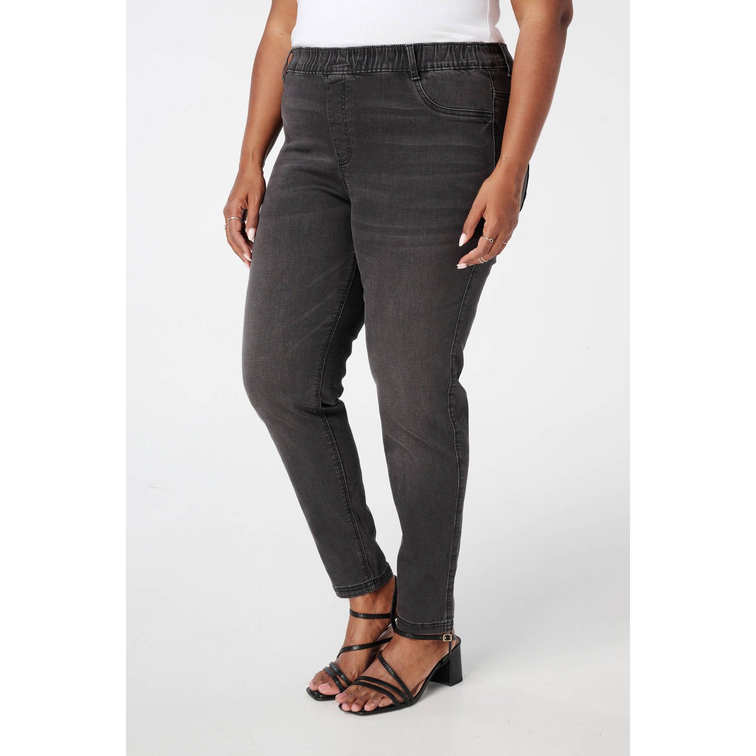 MS Mode slim regular waist tregging grijs