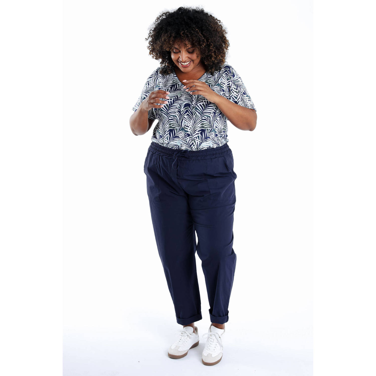 Paprika wide leg regular waist broek marine