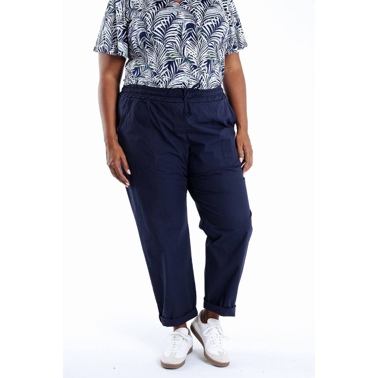 Paprika wide leg regular waist broek marine