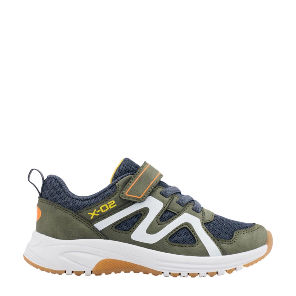 Kakikleurige jongens Vty sneakers van imitatieleer en textiel met elastische veter- met klittenbandsluiting