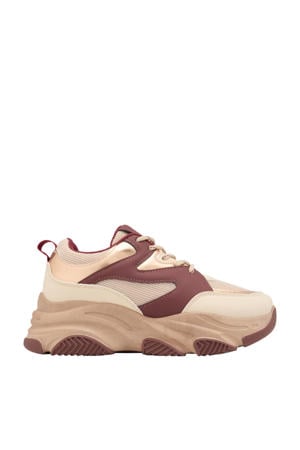 chunky sneakers beige/bordeaux
