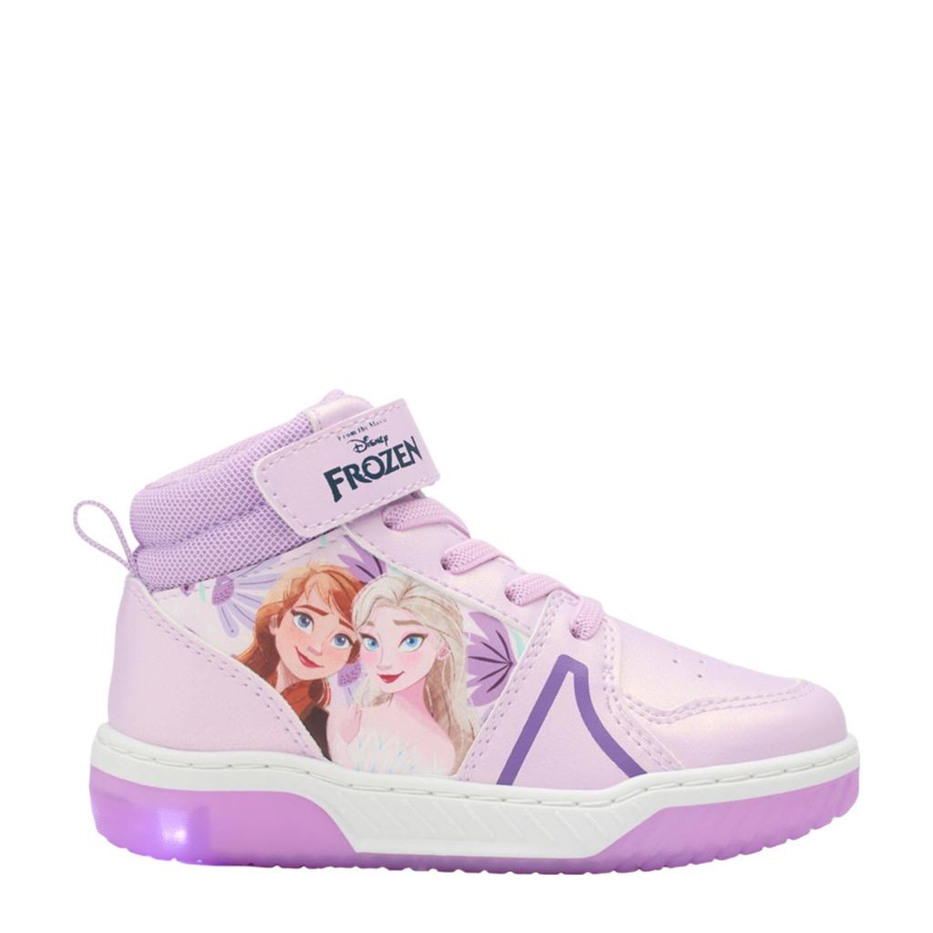 Lilakleurige meisjes Frozen sneakers van imitatieleer met elastische veter- met klittenbandsluiting