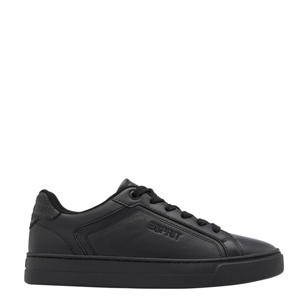 Zwarte dames ESPRIT sneakers van imitatieleer met veters