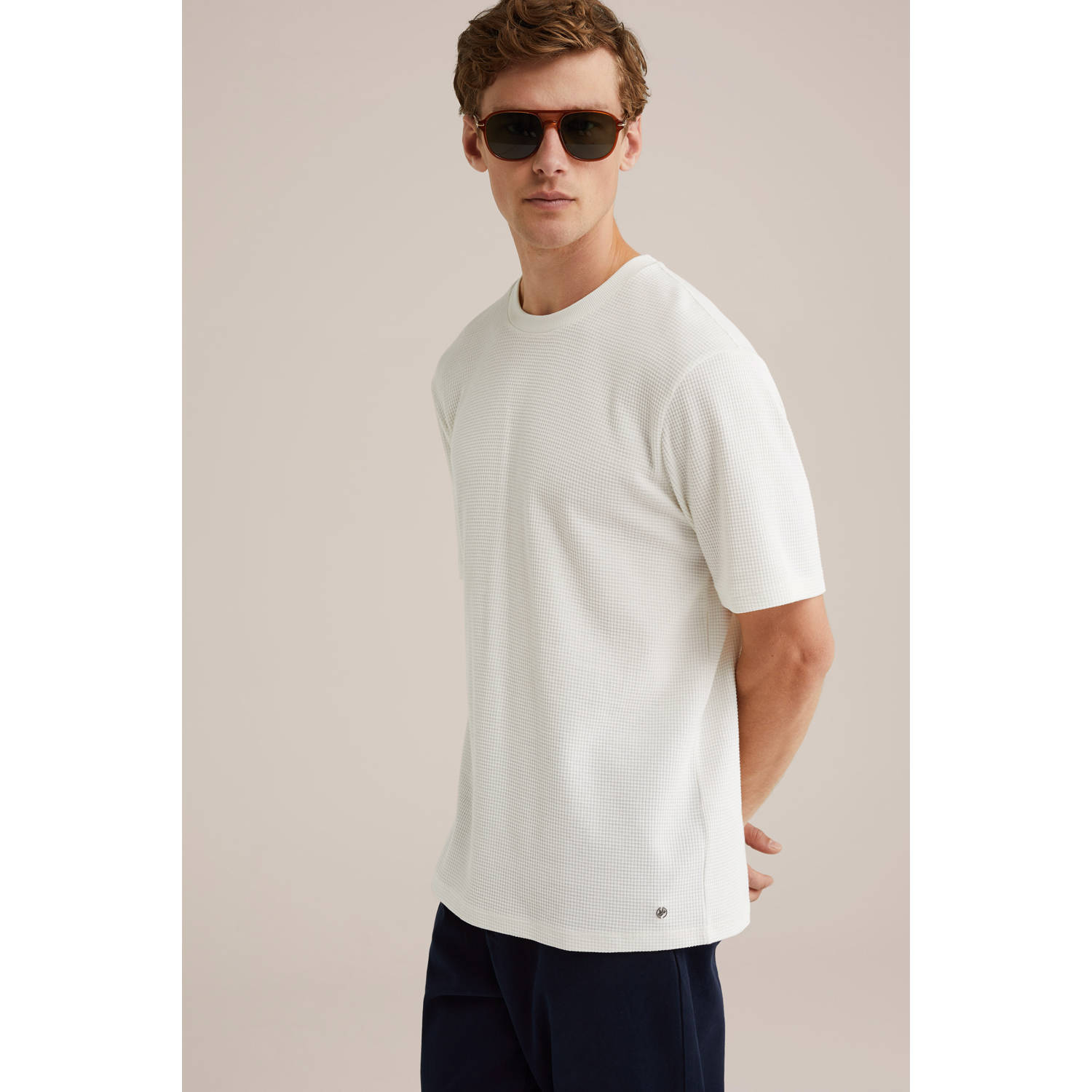 WE Fashion T-shirt met textuur ecru