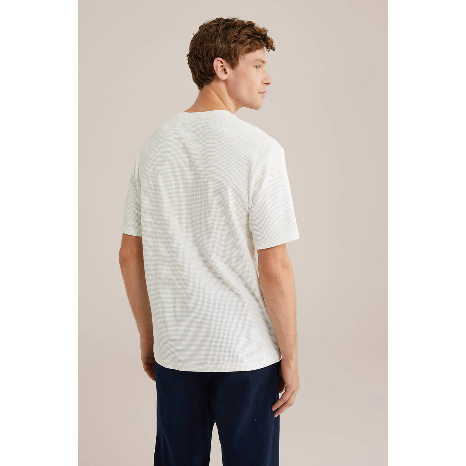 WE Fashion T-shirt met textuur ecru