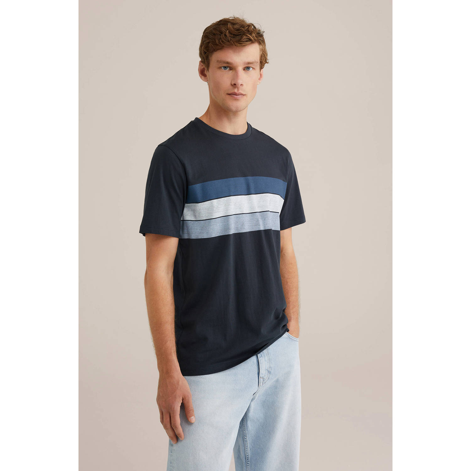 WE Fashion T-shirt donkerblauw