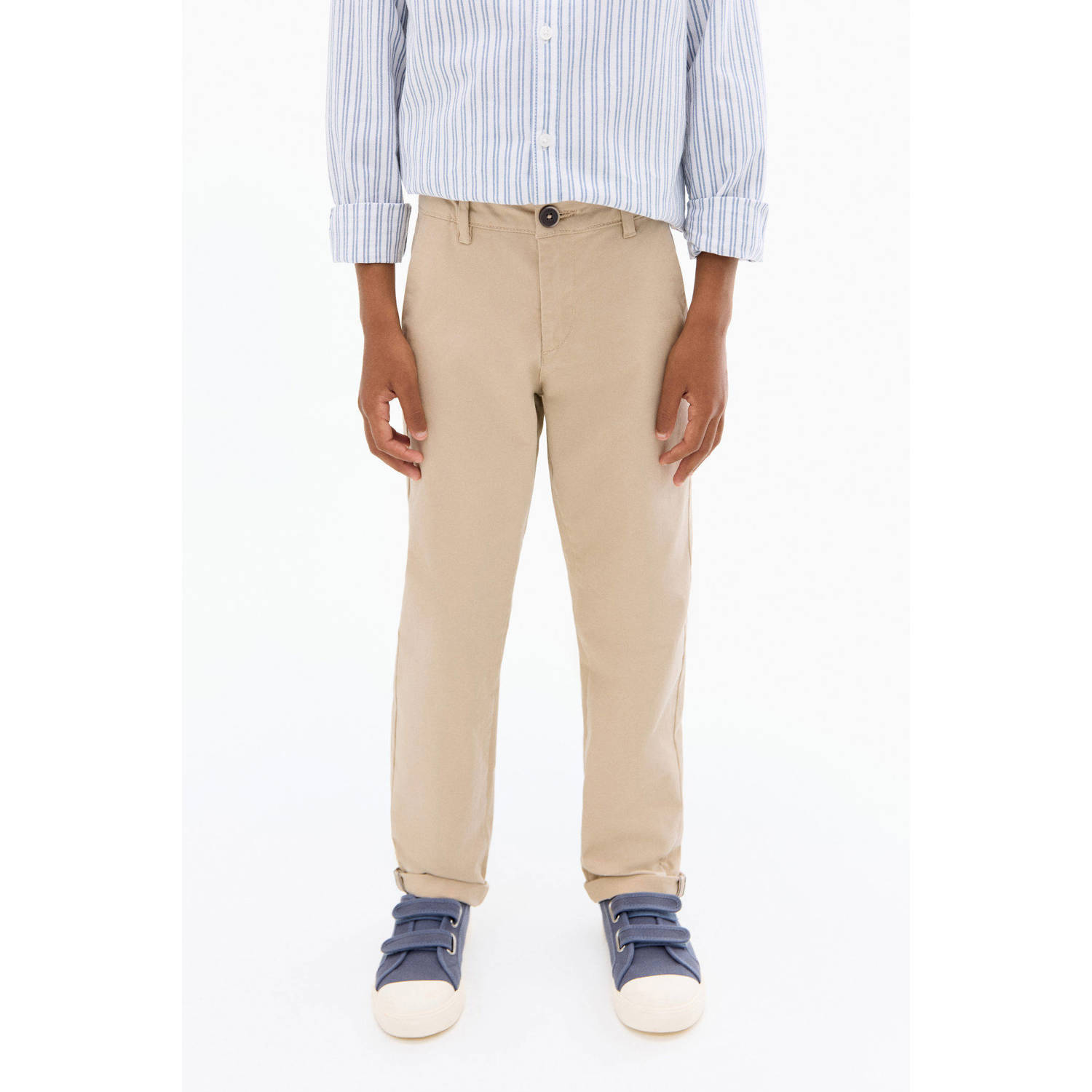 Mango Kids straight casual broek lichtbruin