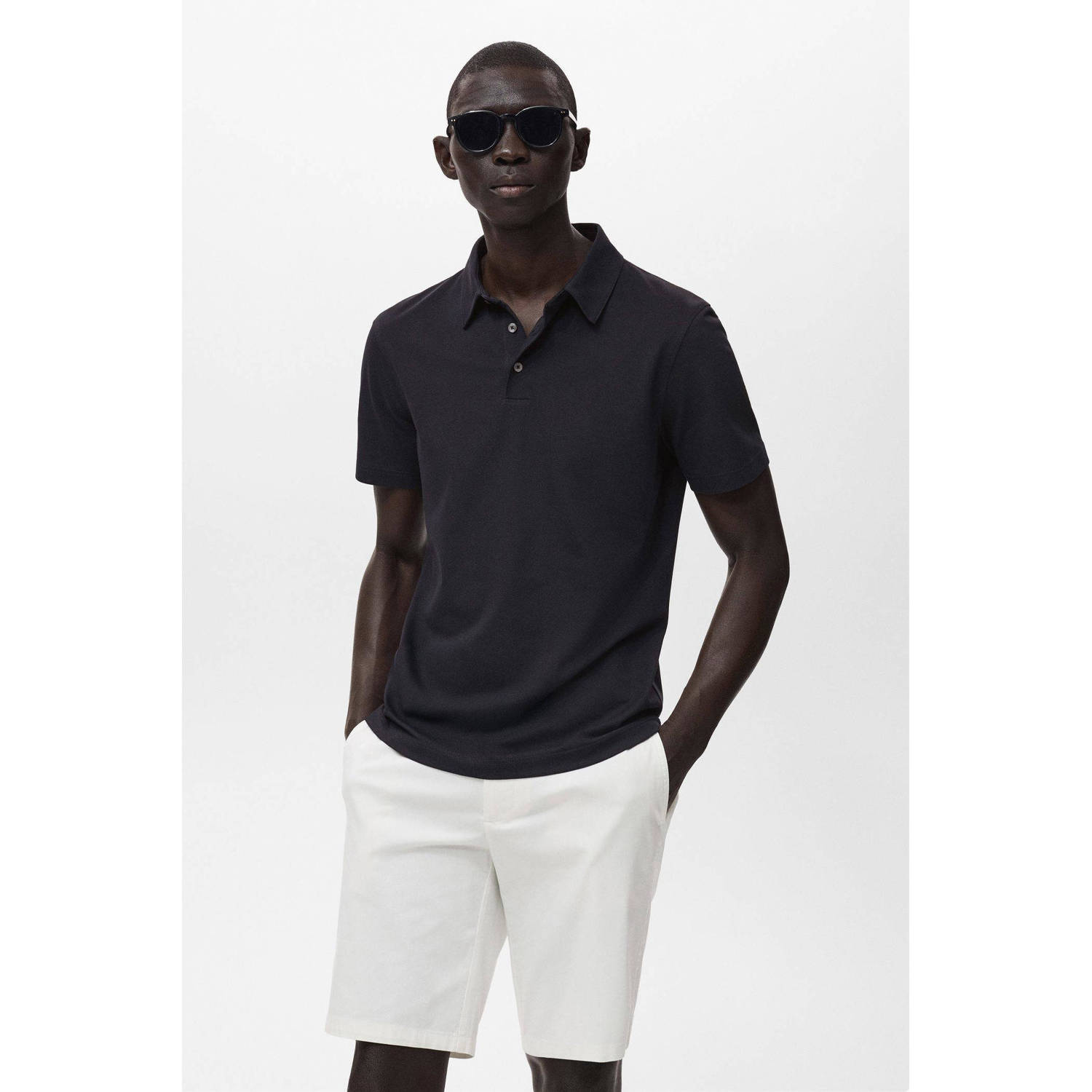 Mango Man slim polo donkerblauw