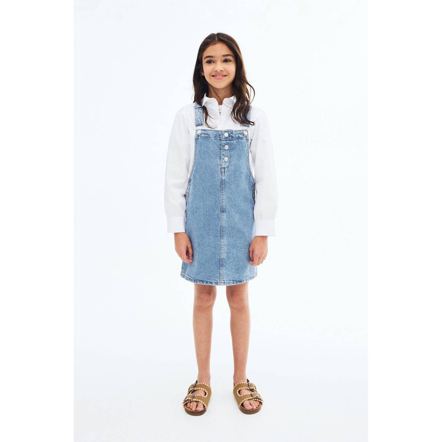 Mango Kids denim spijkerjurk medium blue denim