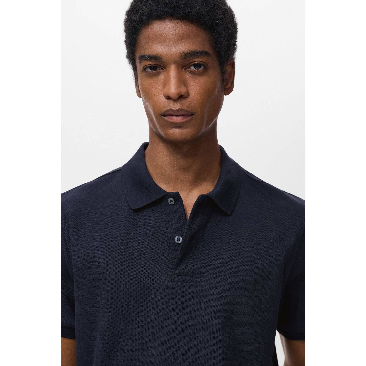 Mango Man regular polo donkerblauw