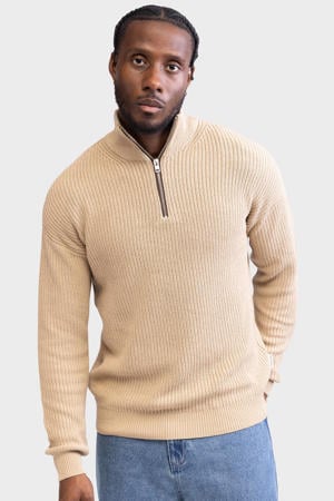 trui met ingebreid patroon beige