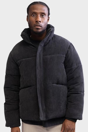 corduroy gewatteerde jas zwart