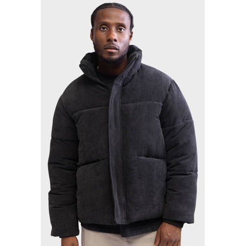 Redefined Rebel corduroy gewatteerde jas zwart afbeelding