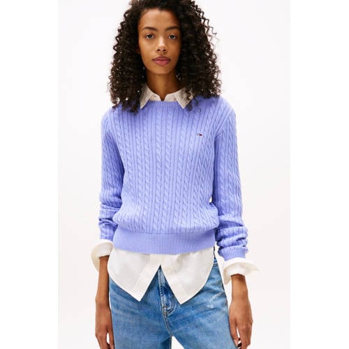 Tommy Jeans trui lila grof gebreid afbeelding