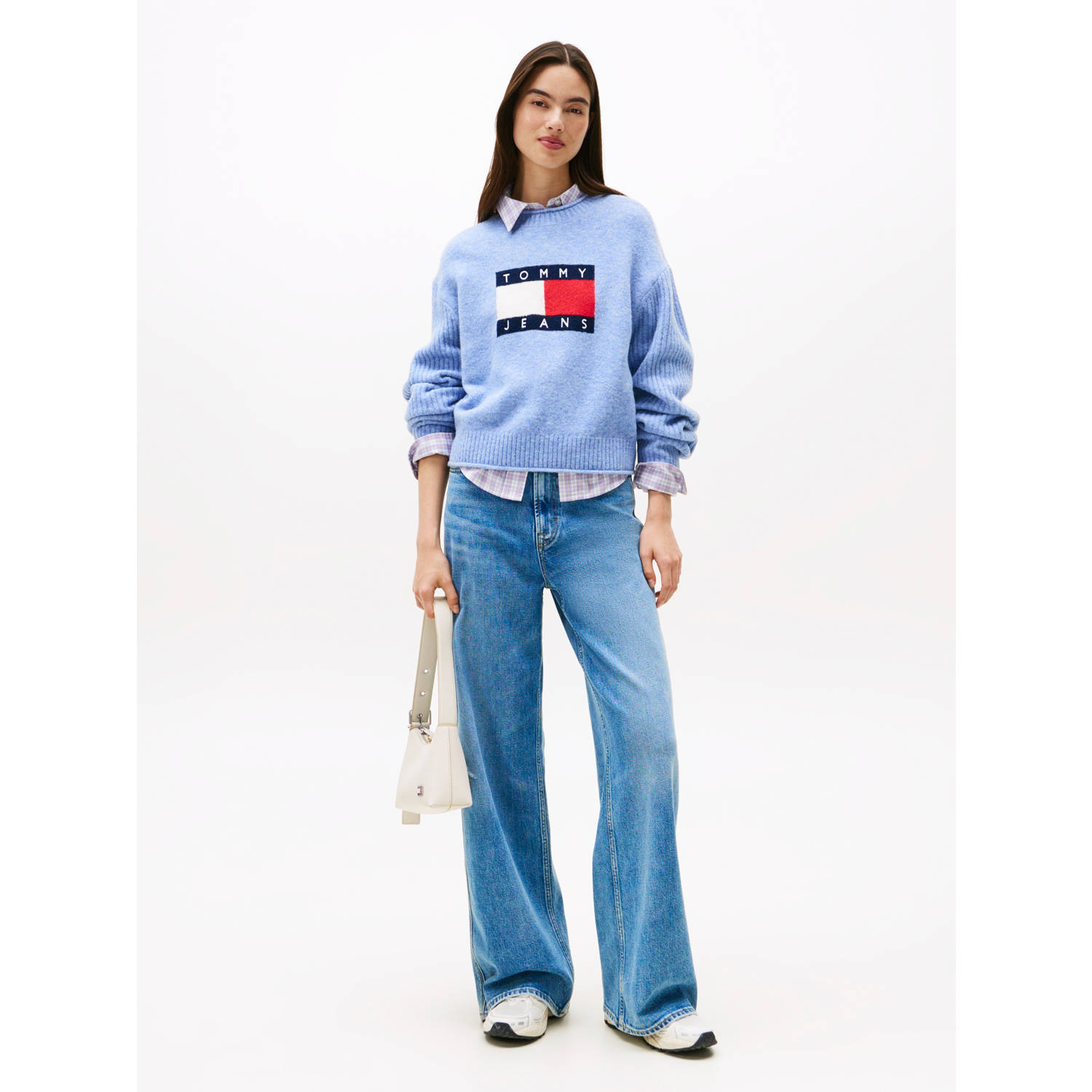 Tommy Jeans wollen gebreide trui lichtblauw