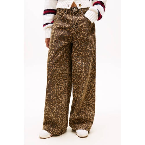 Tommy Jeans wide leg jeans met panterprint donkerbruin afbeelding