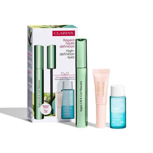 Clarins Set - Supra Lift & Curl Mascara 8 ml + Natural Lip Perfector 5 ml + Instant Eye Make-up Remover 30 ml afbeelding