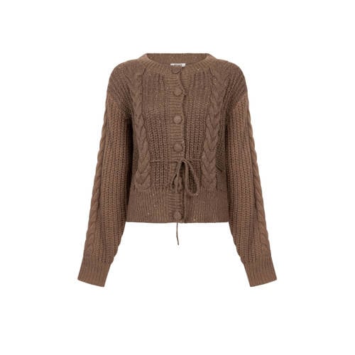 Zoso gebreid vest bruin met kabels afbeelding