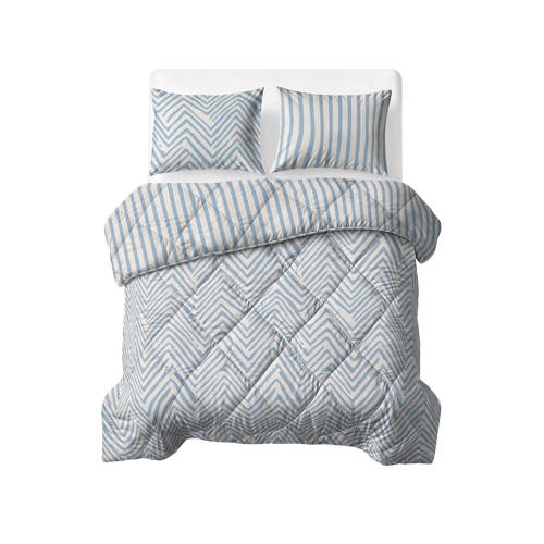 W dekbed zonder overtrek met kussensloop Lazy - blauw/ecru afbeelding