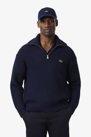 trui met wol gebreid donkerblauw