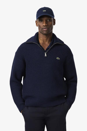 trui met wol gebreid donkerblauw