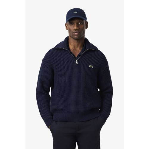 Lacoste trui met wol gebreid donkerblauw afbeelding