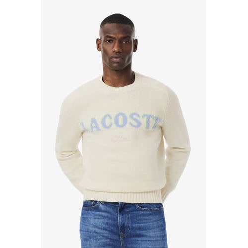 Lacoste trui met wol gebreid ecru afbeelding