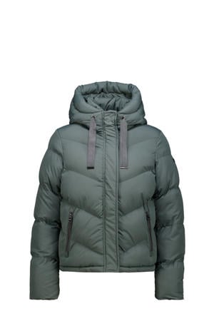 gewatteerde jas quilted grijsgroen